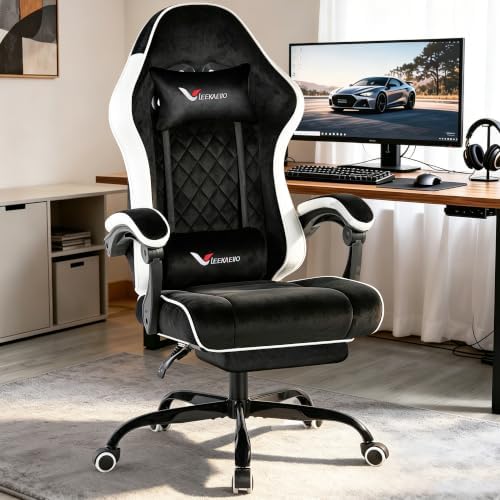 Fabric Gaming Chair for Adults, Comfortable Office Chair with Footrest