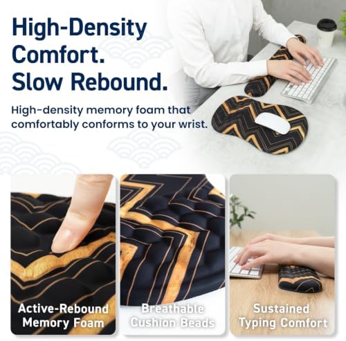 BELLEMOND Japanese Mouse Pad with Wrist Rest | Ergonomic Memory Foam, Large