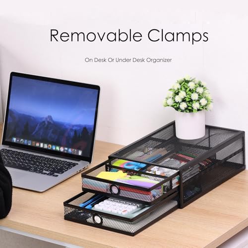Under Desk Drawer, Clamp on Desk Organizer Slide Out Table Storage No Drill