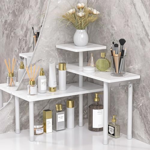 JayRex 3-Tier Bathroom Countertop Corner Shelf Organizer, White