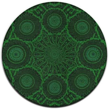 Women's Large Home Decor Mat, Soft Round Yoga Carpet, Non Slip Machine Washable Home Office Circle Rug Tie Dye Indian Mandala Green, 60inch