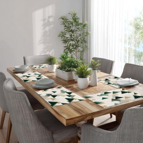 Batmerry Abstract Neutral Tones Placemats, Geometric Art Modern Washable Linen Table Mats for Kitchen Table Double Insulation Decor Dining Set Indoor Outdoor 12X18 in Set of 6