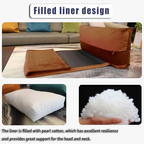 Velvet Recliner Headrest Pillow, Non-Slip Neck Support, Pumpkin