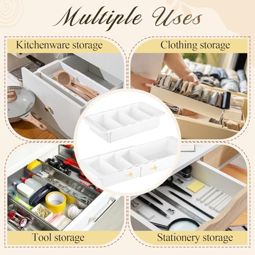 Expandable Deep Drawer Organizer Bins for Desk, White, 2 Pcs