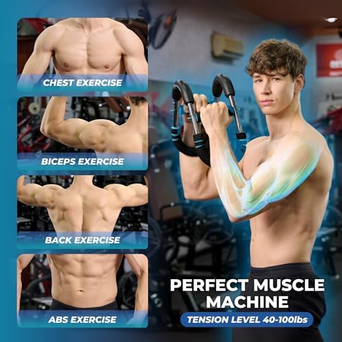 Twister Arm Trainer, Adjustable Power Twister Bar 40-100lbs Resistance & Chest Exerciser, Full Body Strength Training Equipment for Arms, Chest, Shoulders, Core & Legs, Portable Home Gym