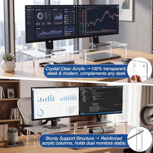 Novabright 40" Extra Long Acrylic Monitor Stand Dual Monitor Riser