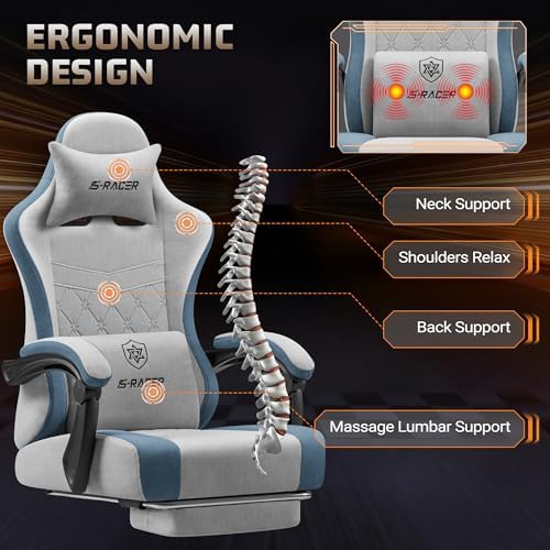 Homall Ergonomic Gaming Chair, High-Back Racing Style PC Chair, Grey