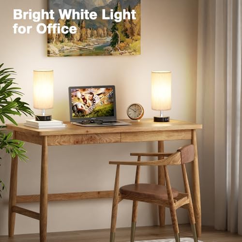 Small Table Lamps for Bedroom set of 2 - Touch Lamps with 3 Way Dimmable