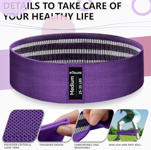 Exercise Bands, 3 Levels Fabric Resistance Bands for Working Out, Workout Bands Resistance for Women & Men, Multi-Colored Fabric Booty Bands for Leg Strength Training, Rehab, Yoga