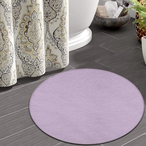 Home Decor Non Slip Kitchen Office Circle Rug, Machine Washable Modern Round Area Rug, Room Sofa Yoga Soft Round Carpet Light Purple, 60inch