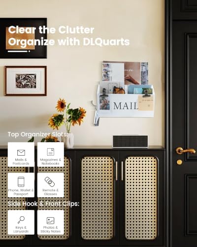 DLQuarts Solid Wood Mail Organizer Countertop or Wall Mounted, Soft White