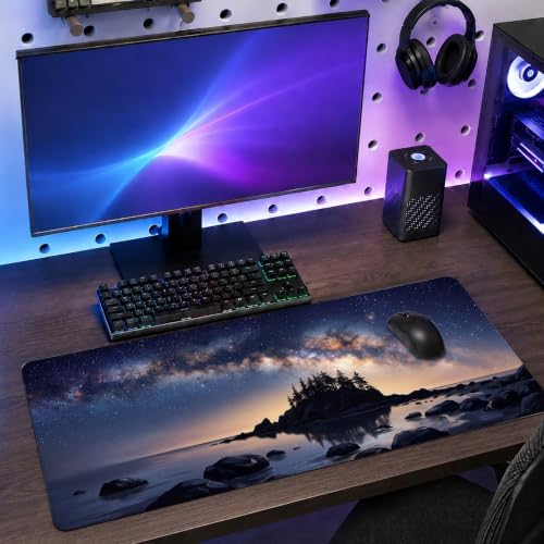 Galaxy Galaxy Night Skyline Landscape Nature Large Mouse Pad 16x36 Inch