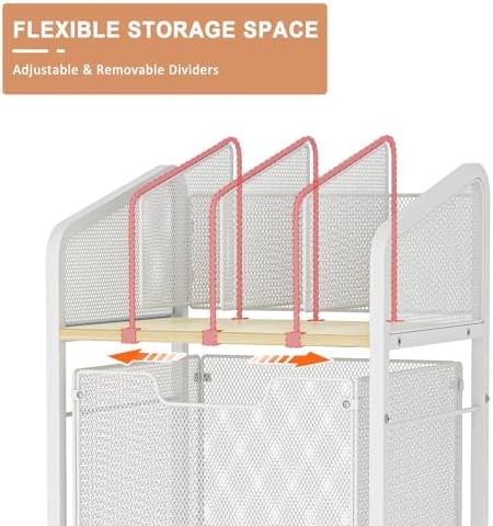 Tiaoheka Rolling File Cabinet with Adjustable Dividers, Mobile Filing Cabinet with Storage Drawer on Lockable Wheels, Hanging File Organizer Beside Under Desk for Office, Home, White（Patent Pending）
