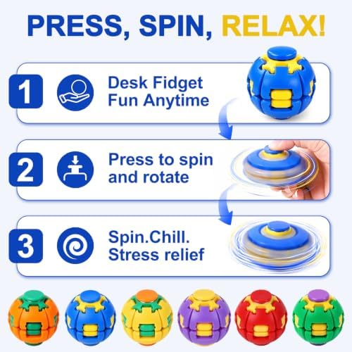 Press to Spin Fidget Spinner HelixCore Spin Stress Ball Sensory Fidget Toys