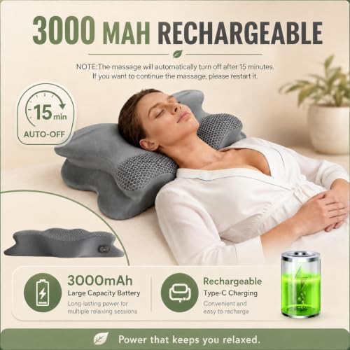 2-in-1 Cervical Pillow for Neck Pain Relief with Heating, Traction