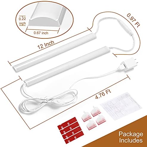 LED Under Cabinet Lighting, 2pcs x 12 Inch Dimmable, USB Plug-in Under Counter Lights with Memory Function, Natural White 4000K