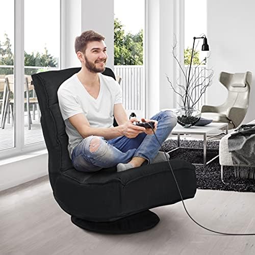 GIANTEX 360 Degree Swivel Gaming Chair, 6 Position Adjustable (Black)