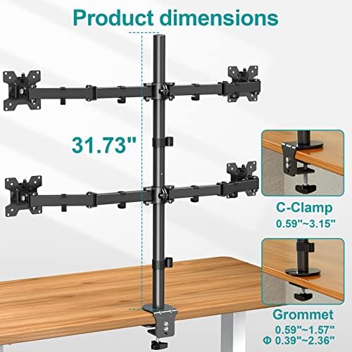 MOUNT PRO 4 Monitor Mount for Max 32" Computer Screens, Up to 17.6lbs Each