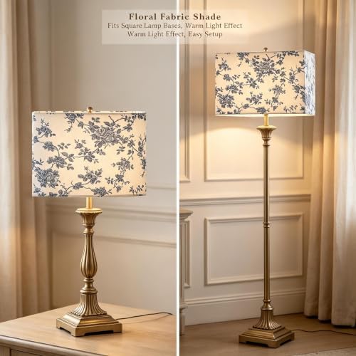 GO&SO Large Floral Rectangle Lamp Shades Set of 2,W 8"×L 14"×H 9" Decor