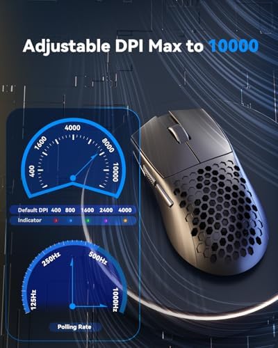 Redragon M617 Ultralight Honeycomb Shell Wired Gaming Mouse, 41g, 10,000 DPI, 6 Programmable Buttons, Drag-Free Paracord, Type-C Gamer Mouse with 2 Side Buttons for PC/Mac/Laptop, Black