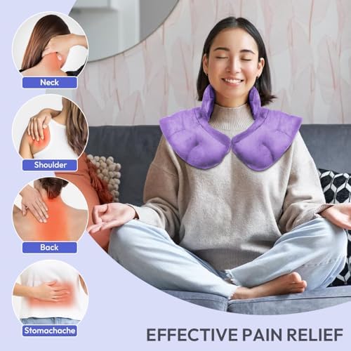 Microwavable Heat Pad for Neck and Shoulders, Warm Compress Wrap, Purple