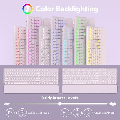 Rechargeable Backlit Wireless Keyboard and Mouse Combo, Magnetic Wrist Rest