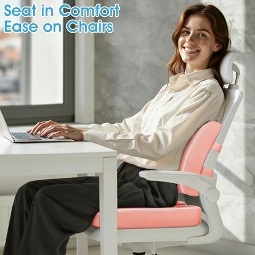 CushZone X-Large Seat Cushion and Lumbar Support Pillow for Office, Pink