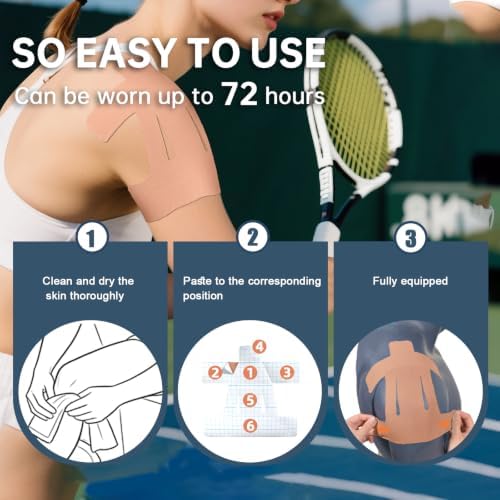 Precut Kinesiology Tape for Shoulder, 10 Pcs, Beige