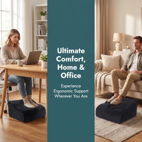 Desk Footrest Cushion for Home Office, Black Sponge