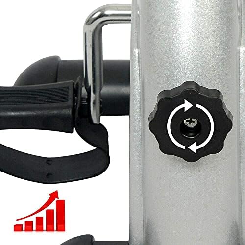 Under Desk Bike Pedal Exerciser for Legs and Arms, Portable Mini Exercise Peddler Adjustable Resistance Multifunctional LCD Display (Silver)