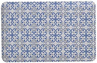 Mabel Home Anti Fatigue Floor Mat- 3 Size(20x32 & 20x39 & 24x70),16 Colors - Standing Desk Mat-Kitchen Floor Mat-Stain ResistantHome Non-Slip Bottom, Extra Soft (Blue&Pattern, 20" x 32")