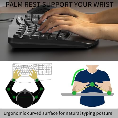 RECCAZR Ergonomic Keyboard, Wired Computer USB Keyboard with Wrist Rest