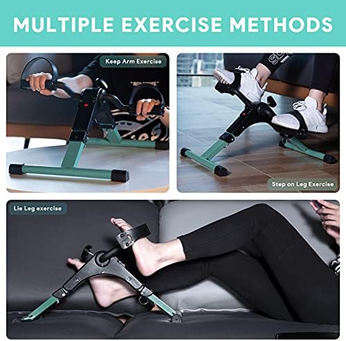 Folding Pedal Exerciser - Mini Exercise Bike Under Desk Bike Pedal Exerciser with LCD Display for Arms and Legs Workout, Portable Desk Bike Peddler Machine for Adults & Seniors