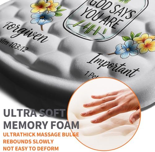 Ergonomic Joint Wrist Support Mouse Pad with Memory Foam Cushion Massage Bump, Carpal Tunnel Pain Relief Mousepad Slope Design for Wrist Rest, 11.8x7.9 in, God Said