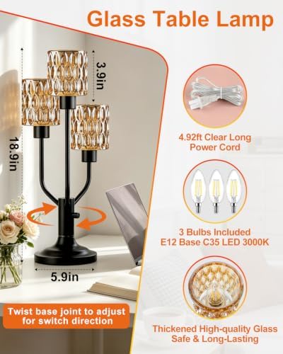 Lightdot Mid Century Modern Table Lamp for Living Room Vintage Dimmable