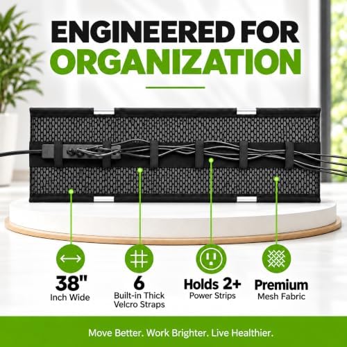 Mesh Cable Management Tray Under Desk Cord Organizer - 38"