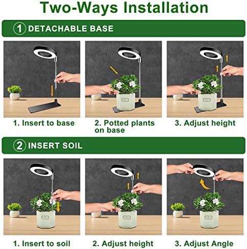Aokrean Grow Lights for Indoor Plants, Full Spectrum Plant Light with Base