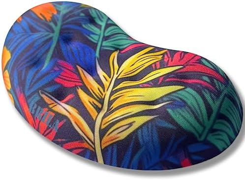 BRILA Ergonomic Memory Foam Mouse Wrist Rest Support Pad Cushion for Computer, Laptop, Office Work, PC Gaming - Massage Holes Design - Wrist Pain Relieve (Vibrant Plants)