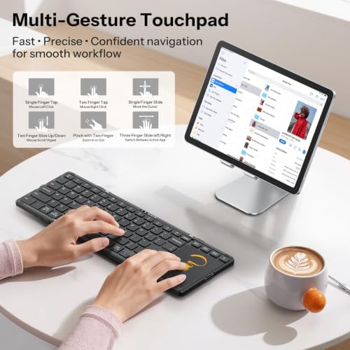 OMOTON Foldable Keyboard with Touchpad for iPad, Tablets, Laptop