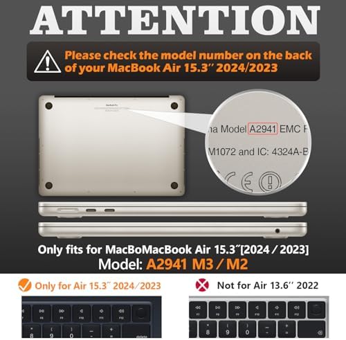 SEYMAC stock Case for MacBook Air 15 inch, Shock-Absorbing Protection with Folding Stand &Mouse Pad Case for MacBook Air 15 inch, Gray