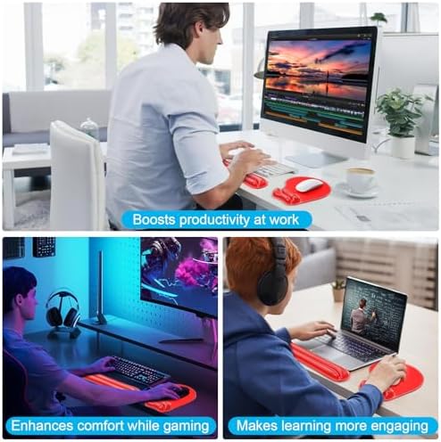 Gel Wrist Rest Mouse Pad Set, Ergonomic Support for Office Gaming