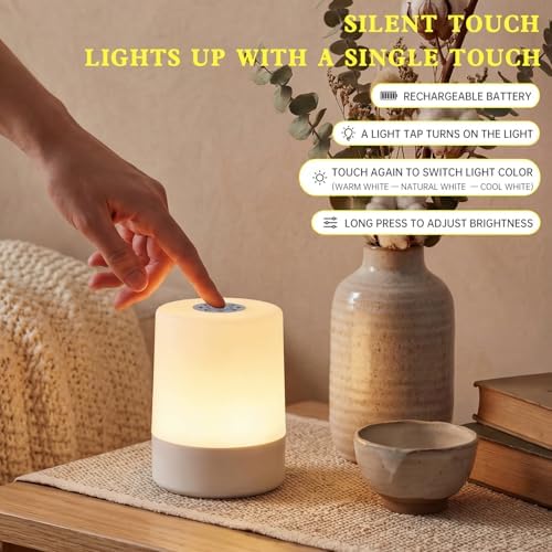 Cordless LED Desk Lamp, Touch Control Dimmable USB Rechargeable