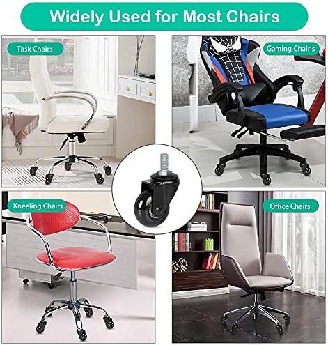 Hirate 2 inch Office Chair Casters Wheel with 3/8"-16UNC Threaded Stem