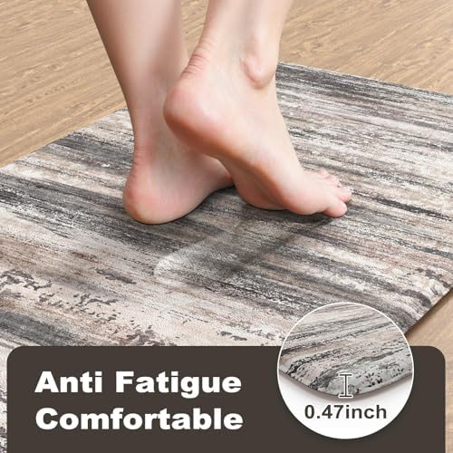 KIMODE Anti Fatigue Kitchen Mats for Floor, Abstract Farmhouse Kitchen Rugs