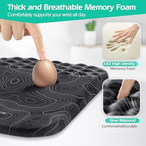 Gimars Upgrade Ergonomic Mouse Pad Wrist Rest with Memory Foam Massage Bump, Enlarge [ 30% Larger Moving Space] Mouse Pad Wrist Support with Nonslip PU Base for Laptop, Computer, Gaming & Office