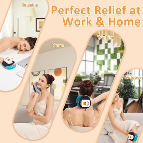 Cordless Multi Purpose Heating Pad with Massage for Muscle Joint Pain Relief, 5000mAh Battery Portable Handheld Heated Massager Pad for Neck, Face, Wrist, Hand(104℉-140℉)