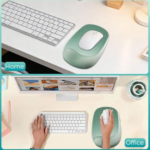 Mouse Pad with Wrist Rest Support, Ergonomic Mousepad with Comfortable Gel Cushion, Gaming Mouse Pad with Non-Slip PU Base, Relieve Pain Relief, for Home Office Computer Laptop, Green
