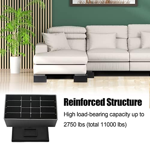 MYMULIKE Bed Risers 5 inch, Oversized Extra Wide Bed Frame Risers, 11000lbs Heavy Duty Couch Risers, L Shape Wide Opening Furniture Risers for Bed, Couch, Desk, Chair, Soft, Platform, Dorm