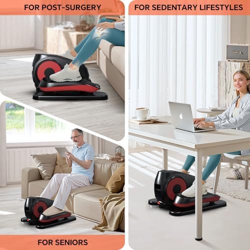 Under Desk Elliptical Machine, 16-Speed Electric Elliptical Leg Exerciser as Seen on TV for Seniors, Quiet Portable Seated Pedal Exerciser for Home Office with Auto & Manual Modes, and Remote Control