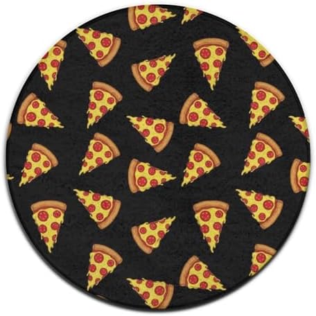 Highly Premium Quality Floor Mat, Office Chair Decor Mat, Room Sofa Yoga Soft Round Carpet Pizza Black